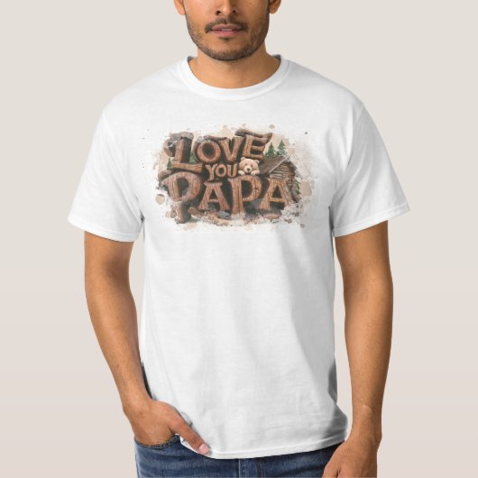 *~* IK HOU VAN PAPA Vaderdag Rustic AP86 T-shirt (Voorkant)
