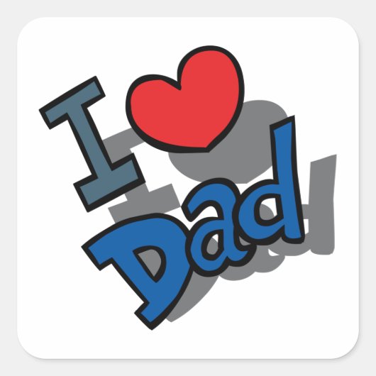 Ik hou van papa vierkante sticker (Voorkant)