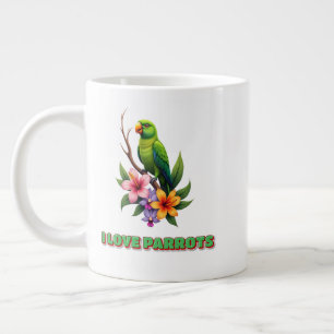 "Ik hou van papegaaien - Kleurrijke tropische pape Grote Koffiekop