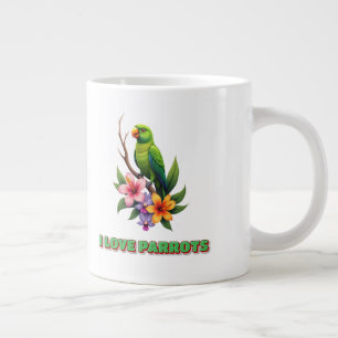 "Ik hou van papegaaien - Kleurrijke tropische pape Grote Koffiekop