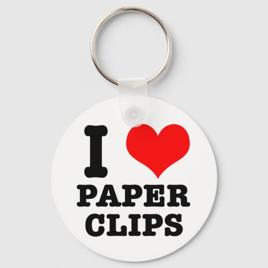 Ik HOU van paperclips Sleutelhanger (Voorkant)