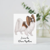 Ik hou van Papillon-honden in het Franse Briefkaar Briefkaart (Staand voorkant)