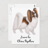 Ik hou van Papillon-honden in het Franse Briefkaar Briefkaart (Voorkant / Achterkant)