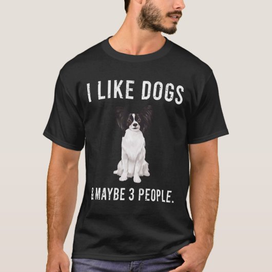 Ik hou van papillonhonden en misschien 3 mensen t-shirt (Voorkant)
