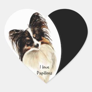 Ik hou van Papillons Dog, Pet met Hart Sticker