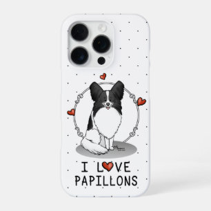Ik hou van Papillons (wit & zwart) Hartjes Honden  iPhone 16 Pro Hoesje