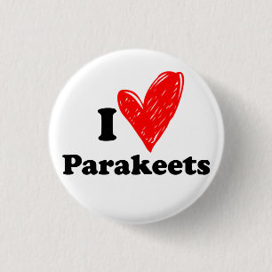 Ik hou van Parakeets Ronde Button 3,2 Cm