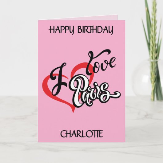 Ik hou van Parijs. bewerkbaar Kaart (Voorkant)