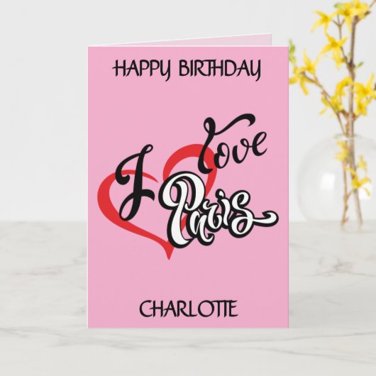 Ik hou van Parijs. bewerkbaar Kaart (Gele Bloem)