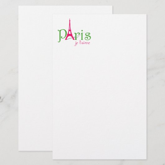 Ik hou van Parijs Briefpapier (Voorkant / Achterkant)