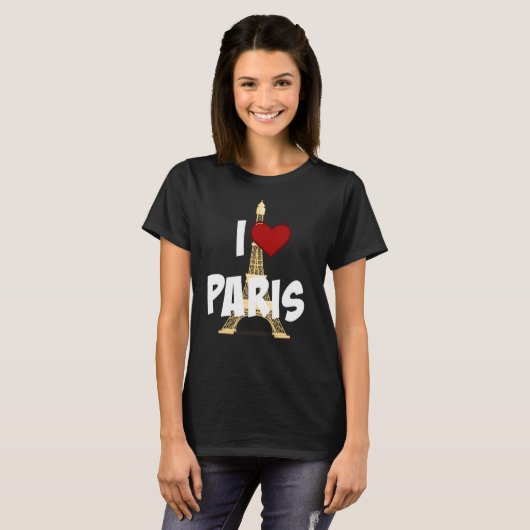 "Ik hou van Parijs" Eiffel Tower T-shirt (Voorkant volledig)