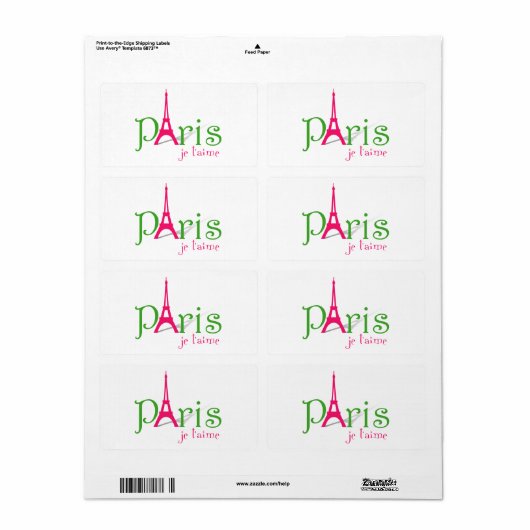 Ik hou van Parijs Etiket (Full Sheet)