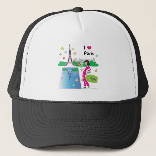 Ik hou van Parijs, Frankrijk Trucker Pet (Voorkant)