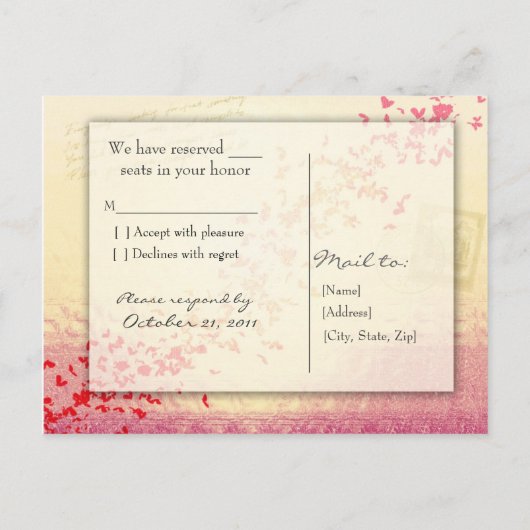 Ik hou van Parijs in de lente - RSVP Card Uitnodiging Briefkaart (Achterkant)