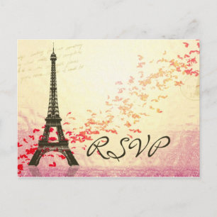 Ik hou van Parijs in de lente - RSVP Card Uitnodiging Briefkaart