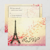 Ik hou van Parijs in de lente - RSVP Card Uitnodiging Briefkaart (Voorkant / Achterkant)