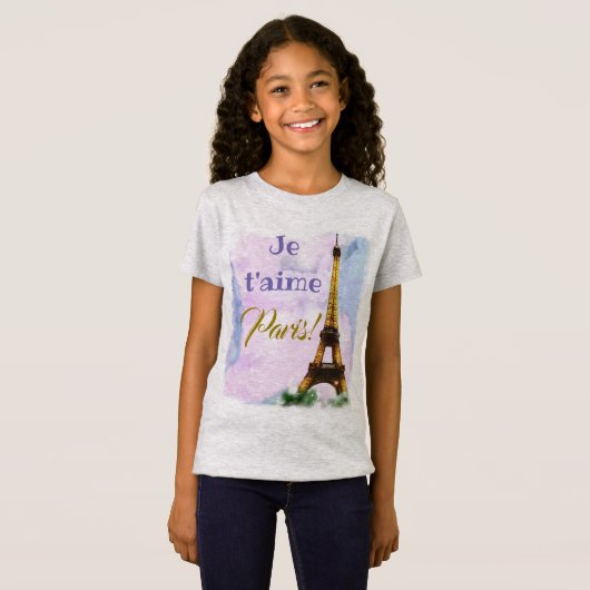 Ik hou van Parijs. Je bent Parijs. Eiffeltoren T-shirt (Voorkant volledig)
