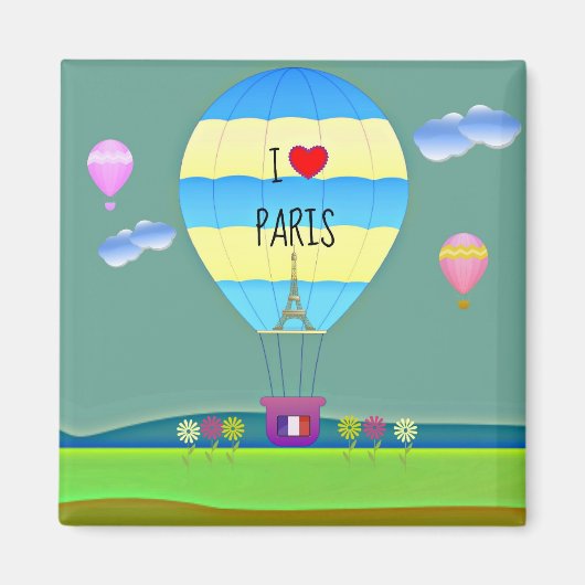 Ik hou van Parijs, kleurrijke heteluchtballon Magneet (Voorkant)