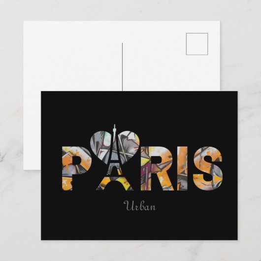 Ik hou van Parijs met een kleurrijk stedelijk inte Briefkaart (Voorkant / Achterkant)