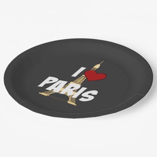 Ik hou van Parijs Papieren Bordje (Gekanteld)