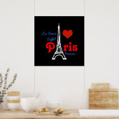 Ik hou van Parijs. romantisch rood hart Poster (Keuken)