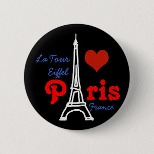 Ik hou van Parijs. romantische Eiffel Ronde Button 5,7 Cm