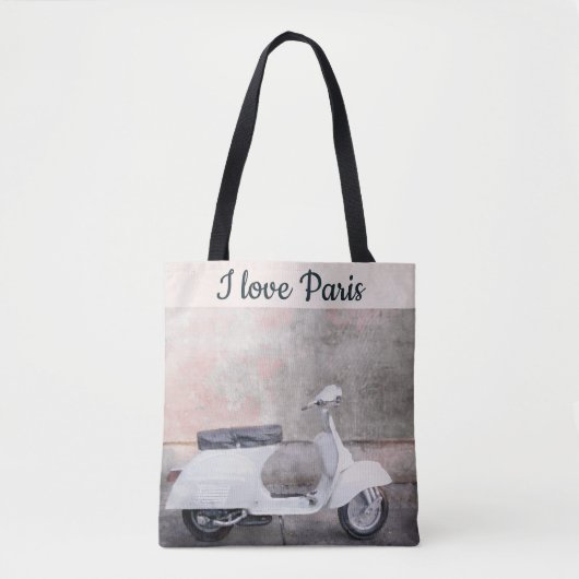 Ik hou van Parijs Street Scene Pink Car Tote Bag (Voorkant)