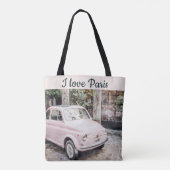 Ik hou van Parijs Street Scene Pink Car Tote Bag (Achterkant)