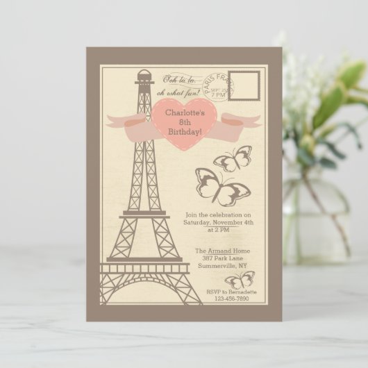 Ik hou van Parijs uitnodiging (Staand voorkant)