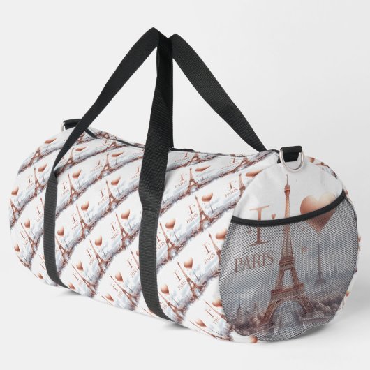 Ik hou van Paris Eiffeltoren en hart Plunjezak (Rechterhoek)