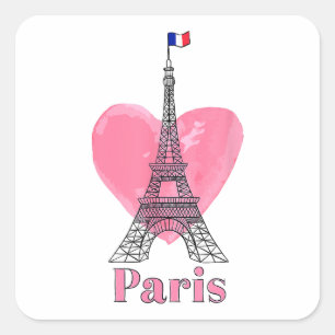 Ik hou van Paris Eiffeltoren Frankrijk Gift Vierkante Sticker