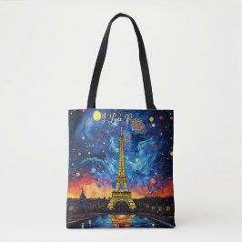 Ik hou van Paris Eiffeltoren Illustratie Reiskunst Tote Bag