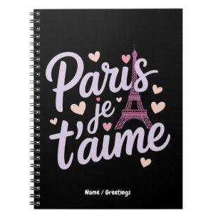 Ik hou van Paris Je t'aime Eiffel Tower Frankrijk  Notitieboek