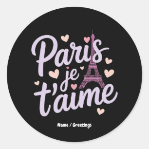Ik hou van Paris Je t'aime Eiffel Tower Frankrijk Ronde Sticker