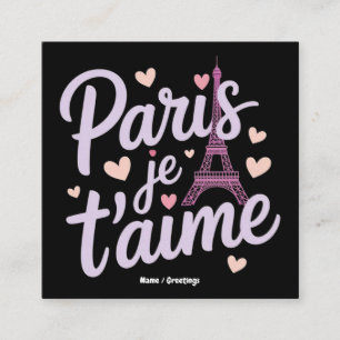 Ik hou van Paris Je t'aime Eiffel Tower Frankrijk  Vierkante Visitekaartje