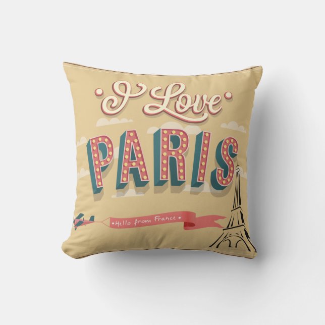 Ik hou van Paris Vintage Kussen (Voorkant)