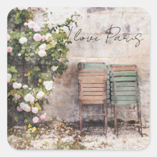 Ik hou van Paris Wall Flowers Vierkante Sticker