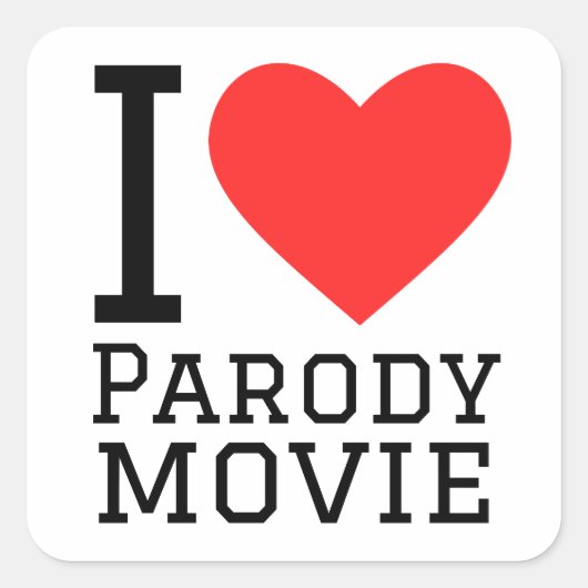 Ik hou van parodiefilms vierkante sticker (Voorkant)