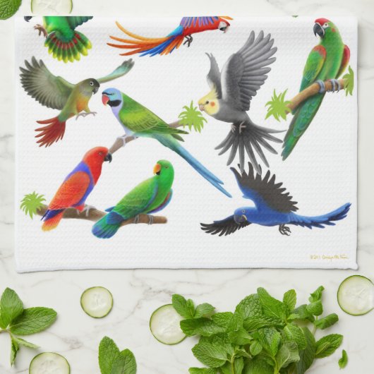 Ik hou van Parrots Kitchen Towel Theedoek (Gevouwen)