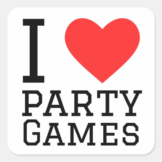 Ik hou van partygames vierkante sticker (Voorkant)