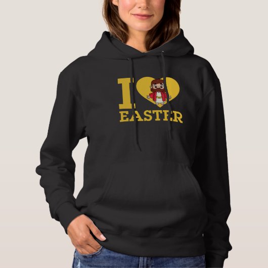 Ik hou van Pasen Ik Hart Pasen Christelijk Jezus C Hoodie (Voorkant)