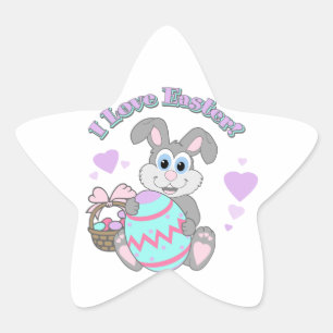 Ik hou van Pasen! Paasbunny Ster Sticker