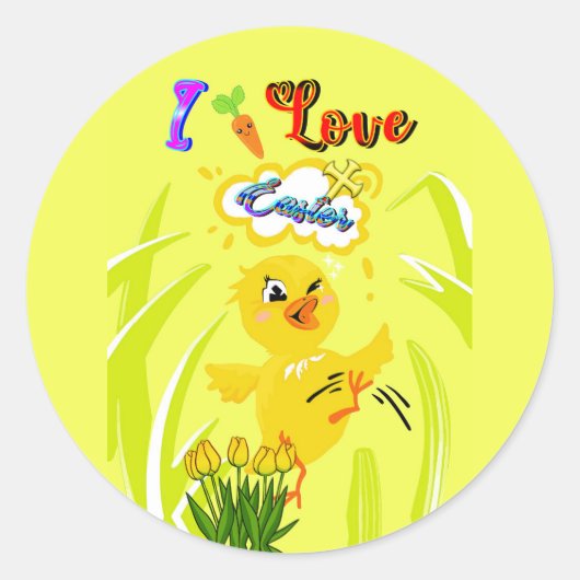 Ik hou van Pasen Ronde Sticker (Voorkant)