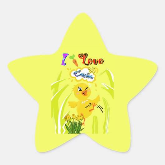 Ik hou van Pasen Ster Sticker (Voorkant)