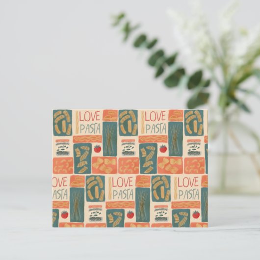 Ik hou van pasta briefkaart (Staand voorkant)