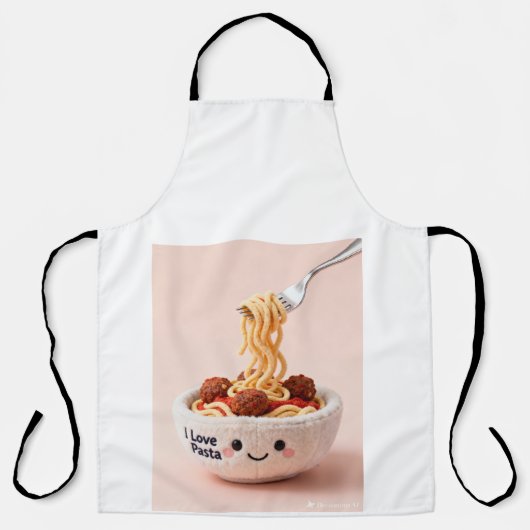 Ik Hou Van Pasta Italiaanse Chef Kookschort Schort (Voorkant)