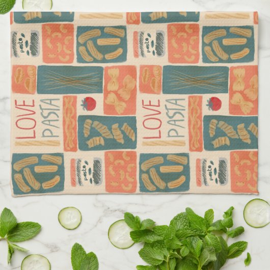 Ik hou van pasta theedoek (Gevouwen)