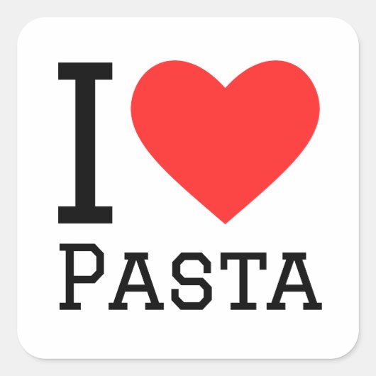 Ik hou van pasta vierkante sticker (Voorkant)