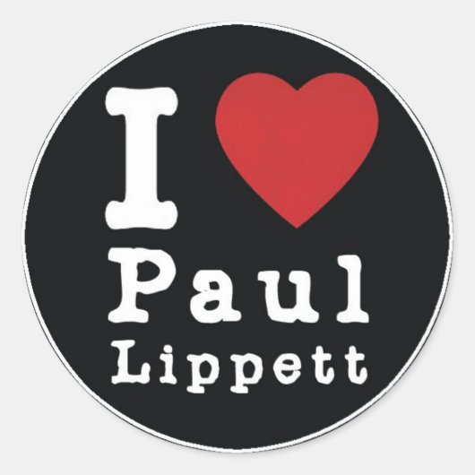 Ik hou van Paul Lippett ronde Sticker (Voorkant)