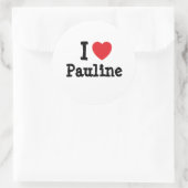 Ik hou van Pauline hart T-Shirt Ronde Sticker (Tas)